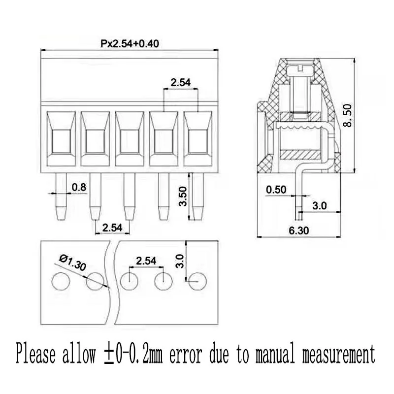 Connecteur de Nuit pour Fils, Mini Borne à Vis PCB, Pas de 2.54 Pouces, 2P, 3P, 4P, 5P, 6P, 7P, 8P, 9P, 10P, 12P, 16P, KF128, 0.1mm, 5/10 Pièces