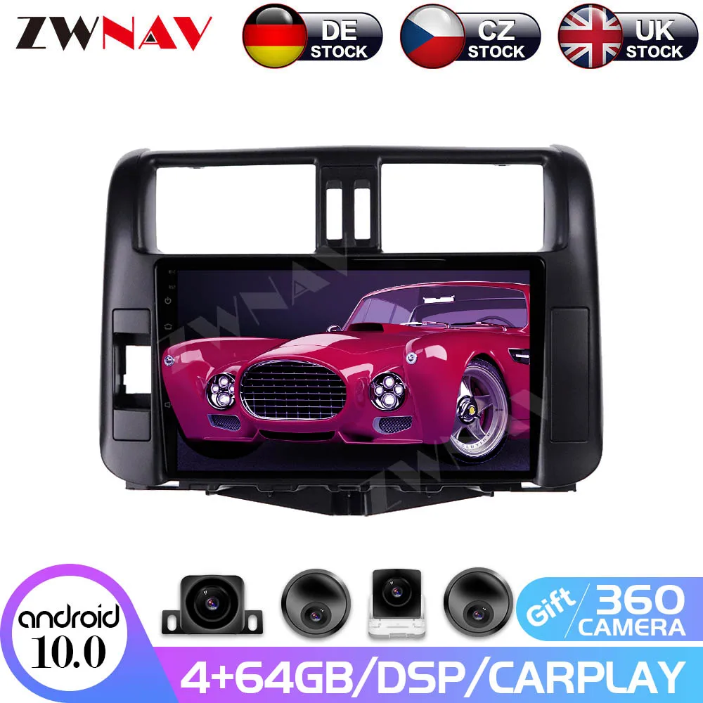 Android 10 4+128G PX6 DSP Carplay IPS Screen For Toyota Prado 2010 2011 2012 2013 Car GPS Navigation Radio DVD Player Multimedia