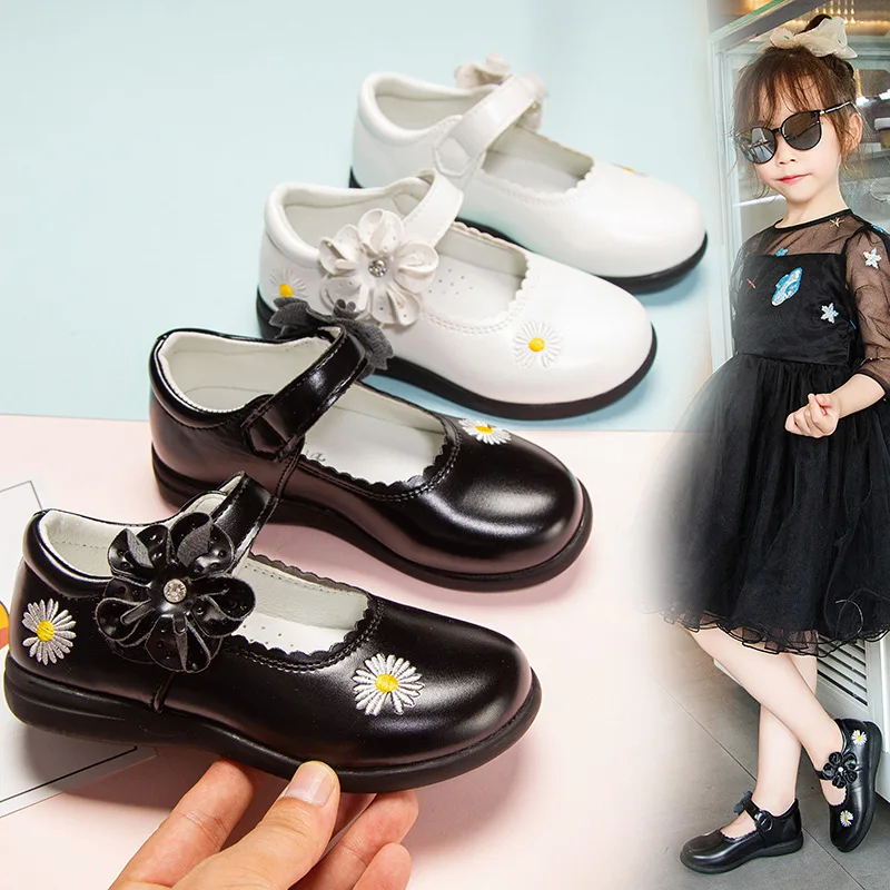 Mode Blume Schuhe Für Große Kinder Kleid Für Schule Schuhe Für Kleine Mädchen Schwarz Prinzessin Leder Kinder Schuhe 3 10 zu 12 Jahr