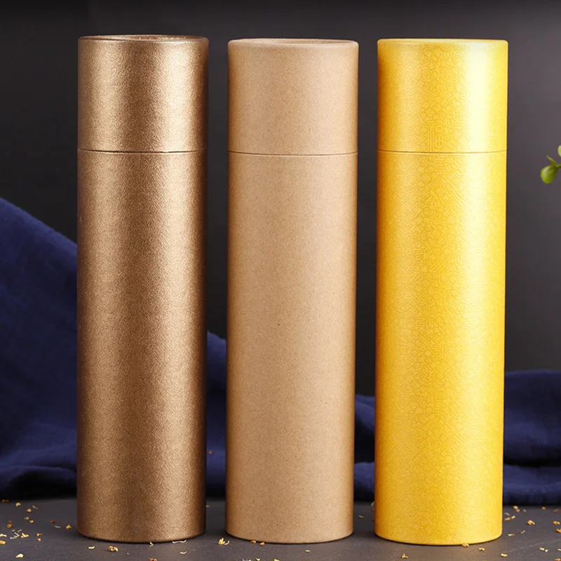 50Pcs/Lot 3 Colors 250 Gram Large Perfume Paper Tube Packaging Joss Stick Convenient Carrying Kraft Paper Incense Tube Give Box