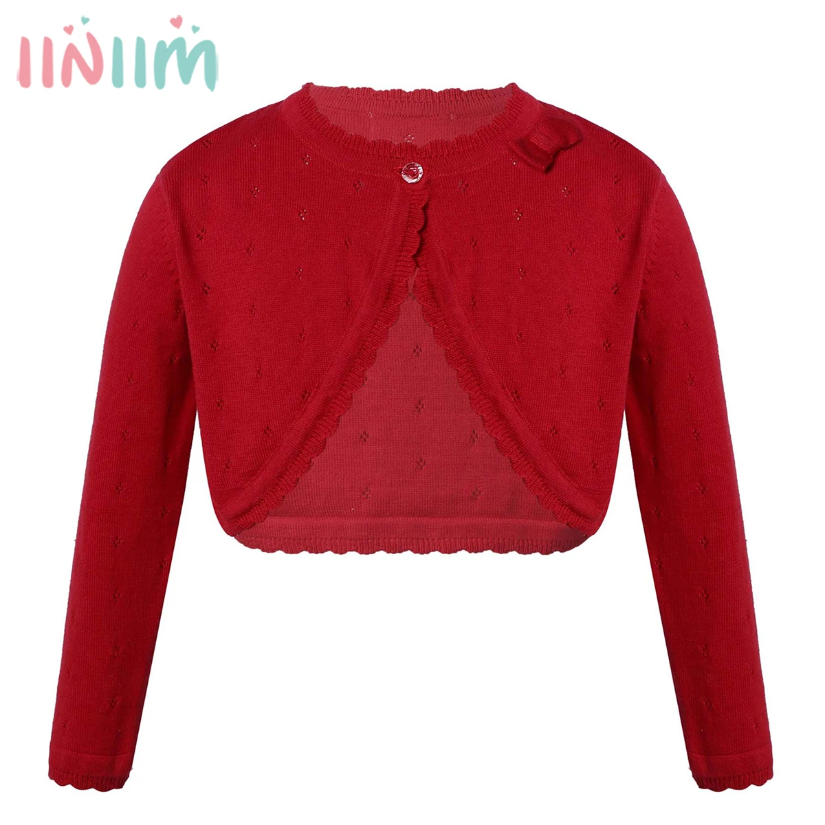 Bow Red Kids Cardigan sweter Girl odzież wierzchnia z długim rękawem Cotton Girls Jacket dla 2 4 6 8 10 12 13 lat ubrania dla dzieci