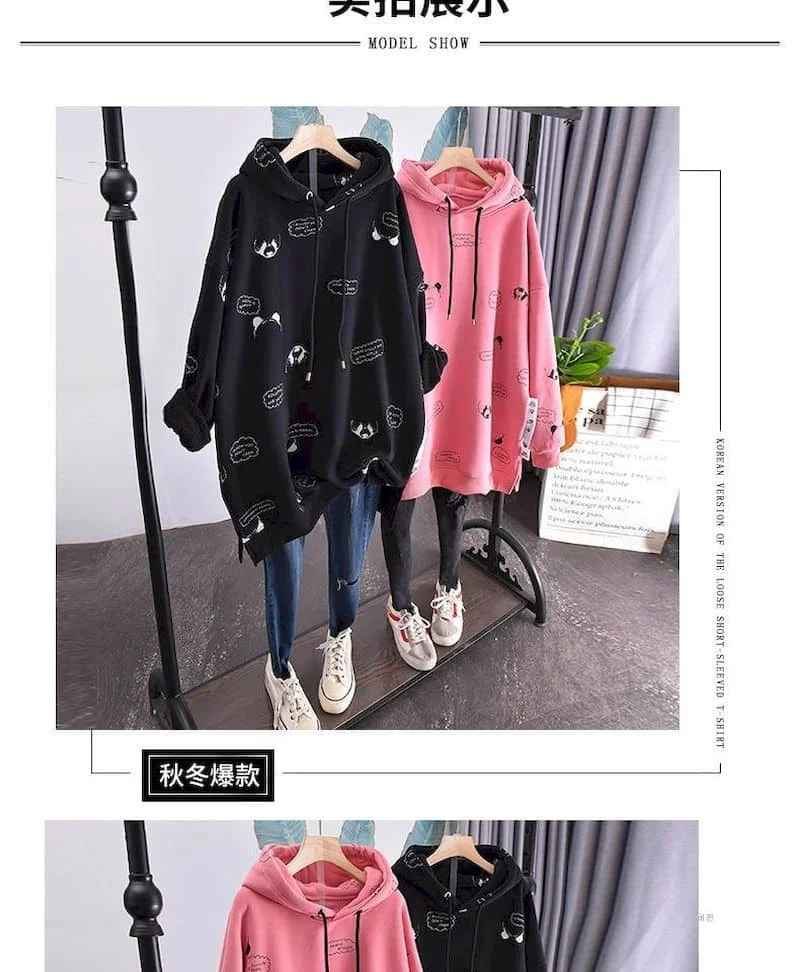 2021 New Large Size Plus Velvet Hoodies Women Loose Korean 2021 New Large Size Plus Velvet Hoodies Women Loose Korean