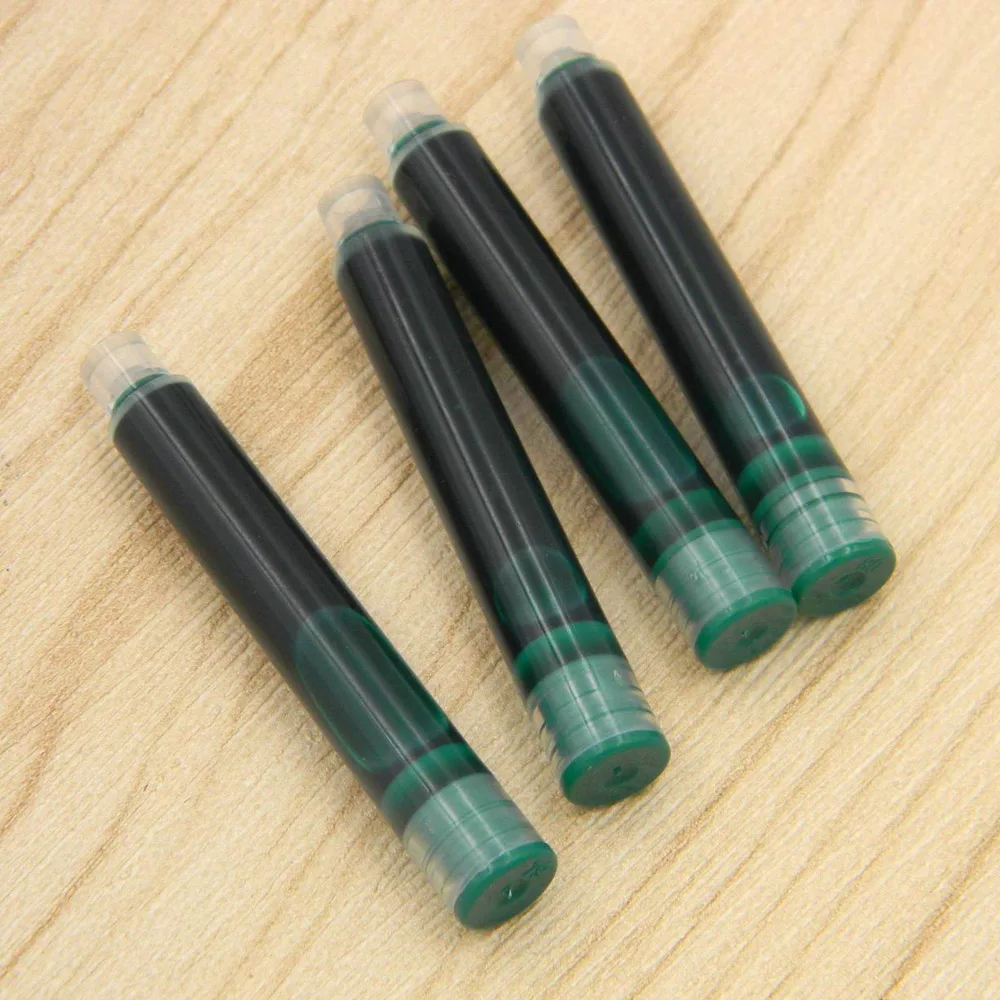 Recarga de tinta para caneta tinteiro, conversor de tinta de cor verde, bomba de recarga de cartuchos de caneta 3.4mm com 10 peças