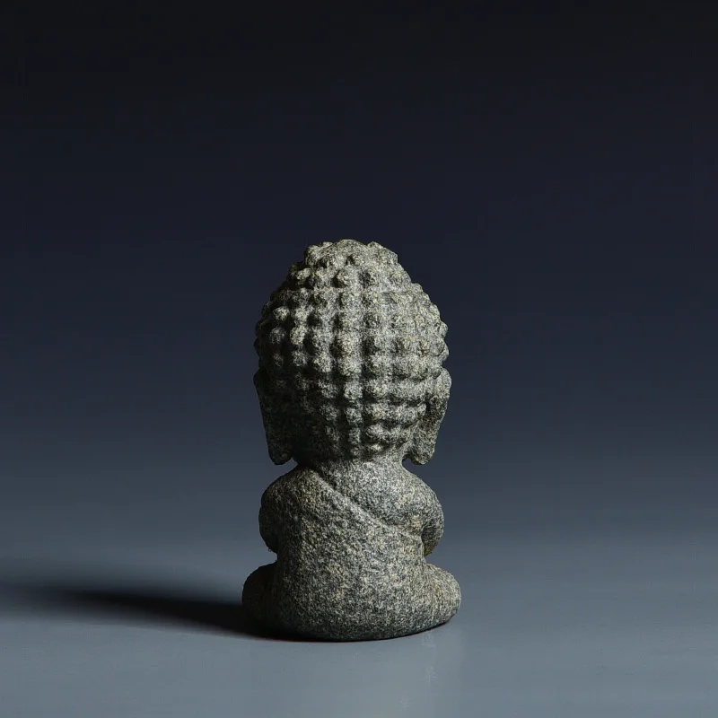 Mini Buddha-Statue aus Naturstein, handgeschnitzte Meditationsfigur, orientalische Zen-Heimdekoration, Geschenk für die spirituelle Kultur des Ostens, 8 cm – Detail 5