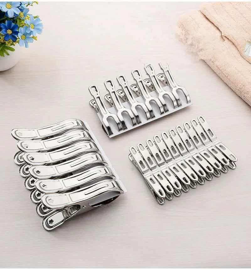 5/10 Pieces Of Stainless Steel Clothespin Hanger Clothes Strong Spring Clothespin Holder Home Decoration Towel Clip Sealing Clip