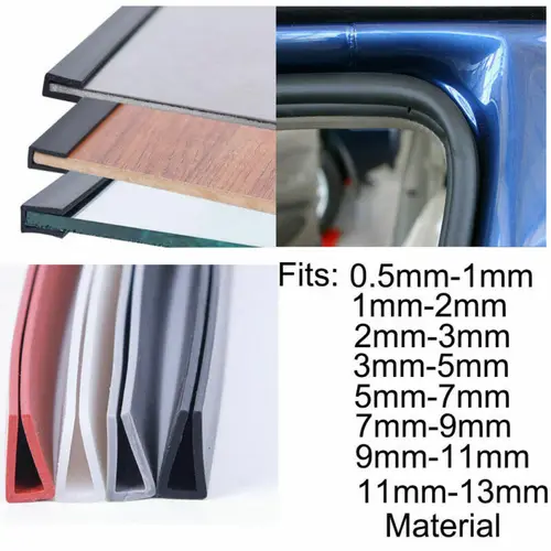 Imagen 2 del producto 1 metro canal en U moldura de borde de goma tira meteorológica Protector de puerta de coche Protector de borde sellado de goma