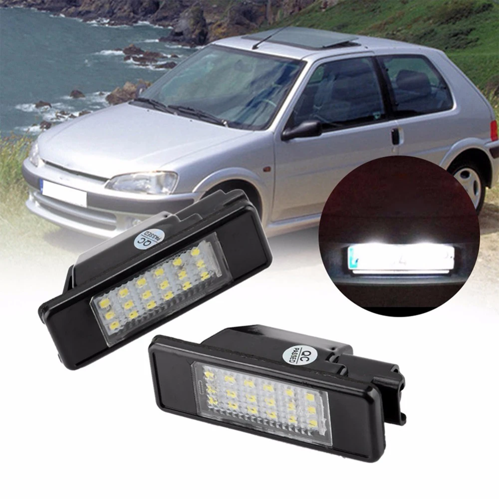 2pcs For Peugeot 106 1007 207 307 308 3008 406 407 508 607 Universal 12V LED Car Number License Tail Plate Lights Light Bulb