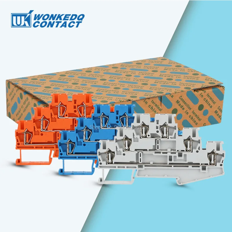 ST 2.5-3L 50 sztuk 3 poziom Spring-cage złącza elektryczne Triple Layer okablowanie powrót Pull Din Rail zacisk blok ST2.5-3L