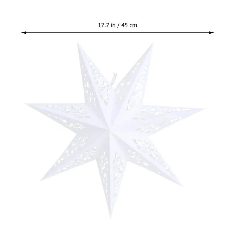 45cm Hollow Out Star Party Light Cover Paper Folding Decorative Lamp Cover Window Grille Home Bedroom Night Light Cover (White)