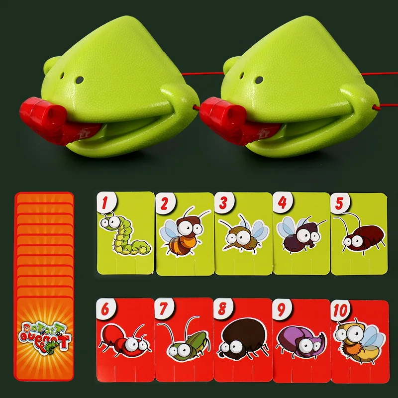 Frogs Tongue Out Gags & Practical Jokes Chameleon Playing Cards Competitive Parent-child Interactive Desktop Toy Sensory Toys