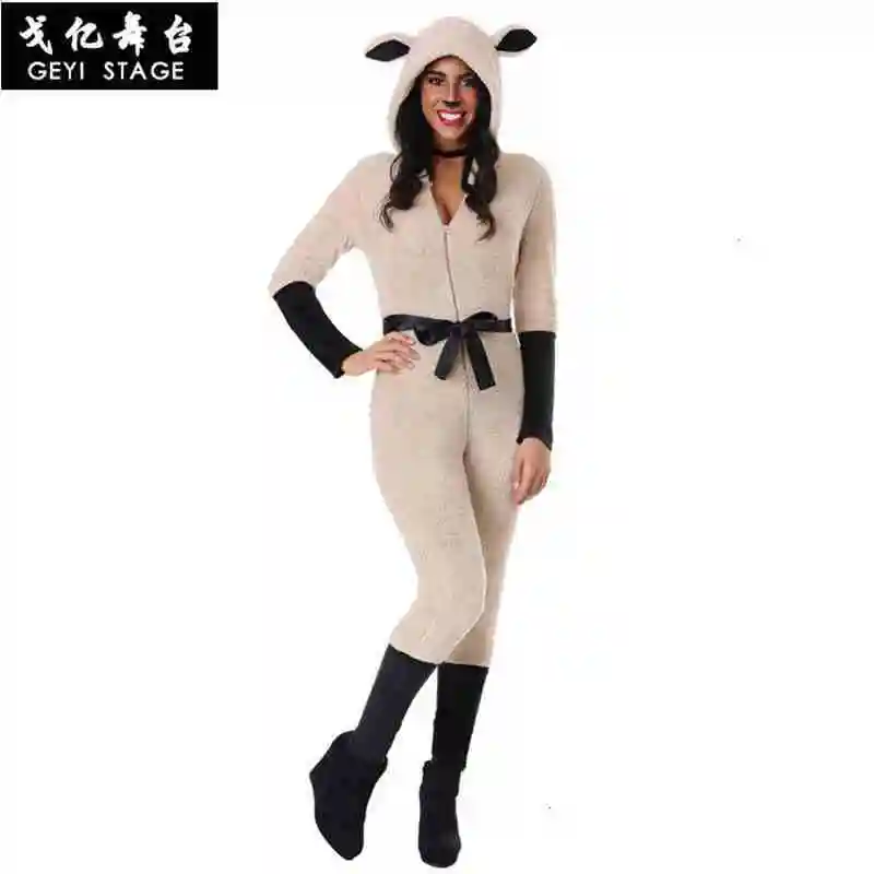 Mới Mới Lạ Động Vật Dê Onesie Dành Cho Nữ Tất Cả Trong Một Con Cừu Trang Phục Hóa Trang Người Lớn Unisex Bộ Đồ Ngủ Jumpuits