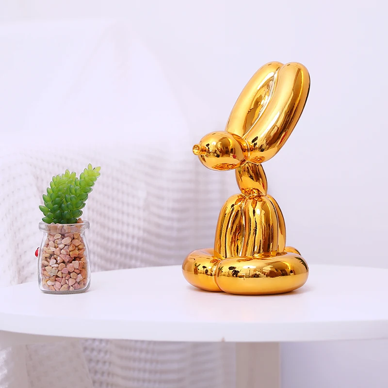 Cute Shiny Balloon Rabbit Abstract Crafts Resin Statue Home Decor Art Sculpture Home Decoration Accessories