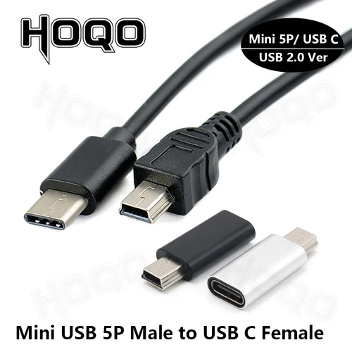Imagen 2 del producto Adaptador USB tipo C macho a Mini USB hembra macho USB C a USB Mini b hembra/macho adaptador convertidor de carga de datos