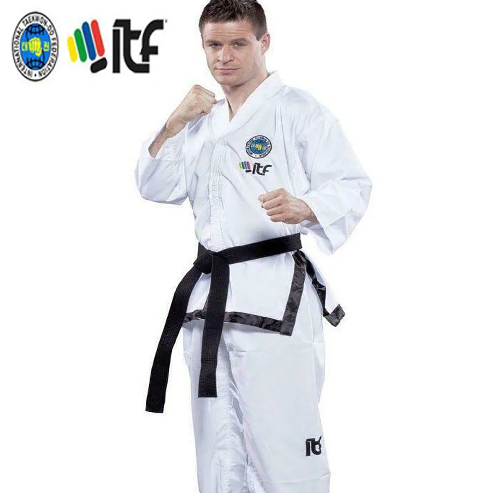 Ultraleve itf taekwondo terno taekwondo uniforme assistente quimono bordado padrão artes marciais doboks 1-3 dan para adulto