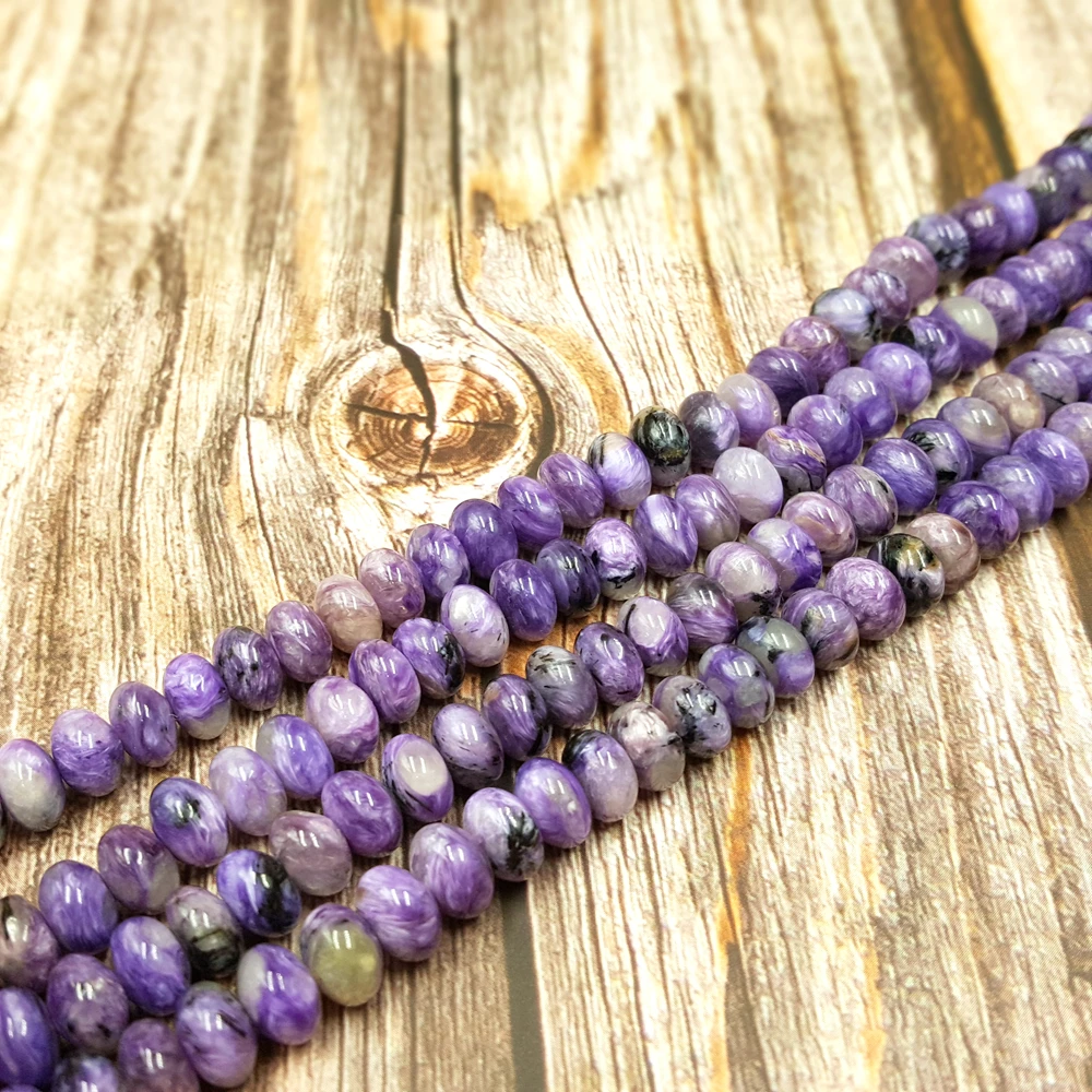 

LiiJi Unique Charoite Abacus Flat Round Shape beads Approx 5x8mm DIY Jewelry Making Approx 39cm