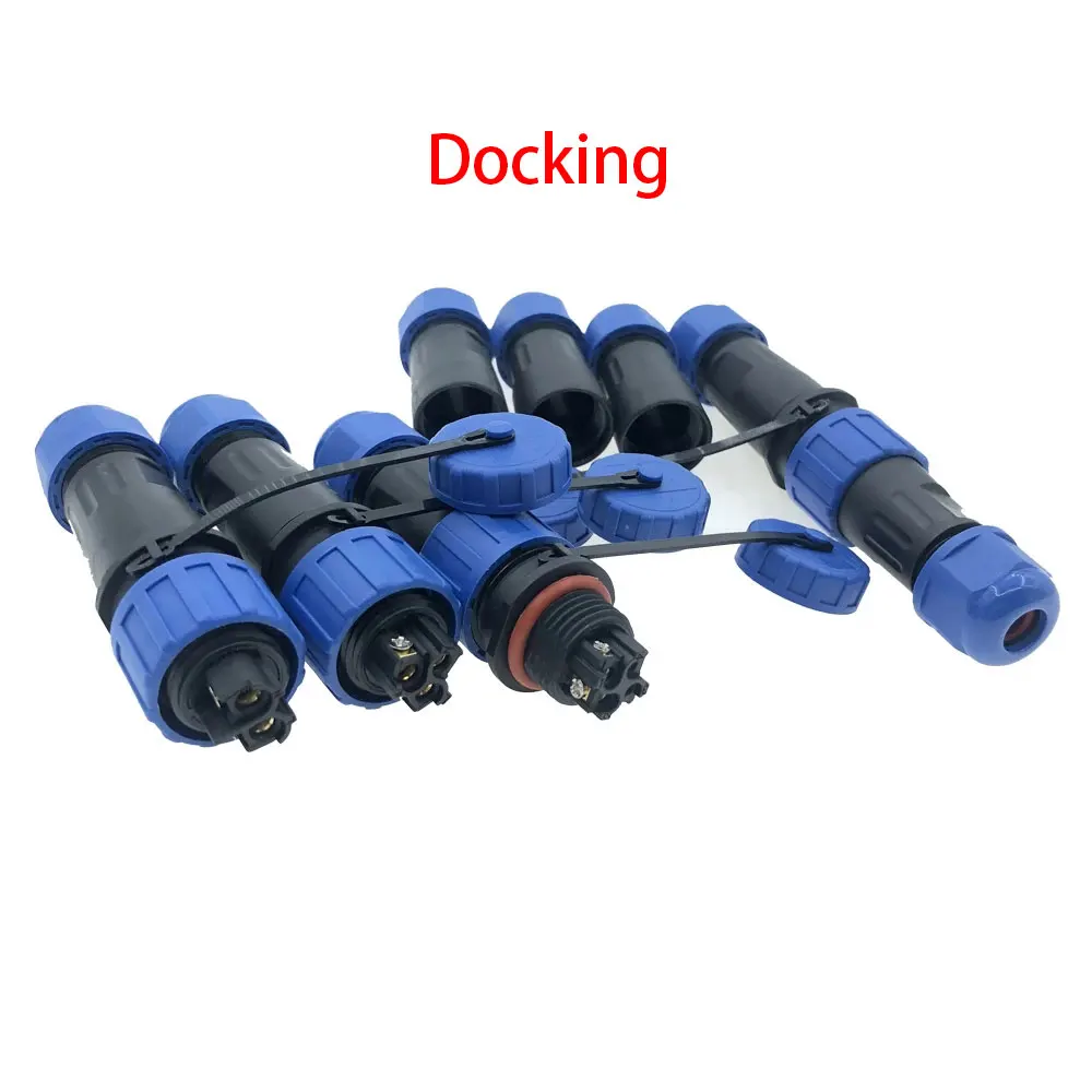 LD16 IP68 Waterproof Connector Socket  Plug Back Nut Docking Flange 2 pin 3 pin 4 pin Screw Crimping Without Welding Connector