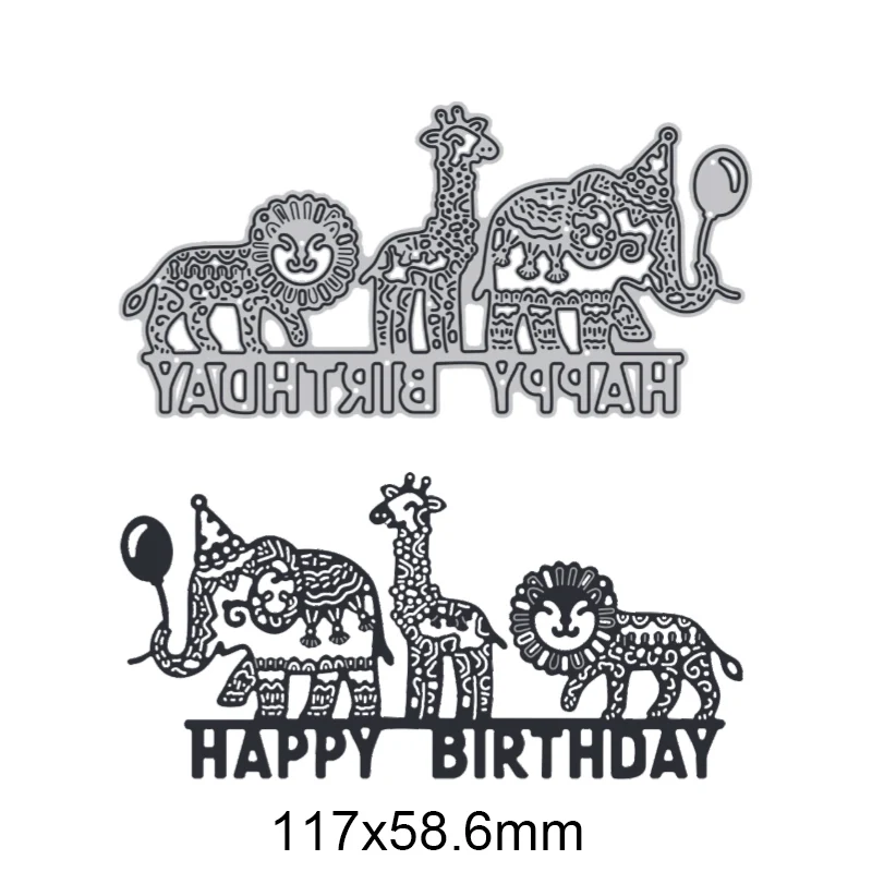 Happy Birthday Animal Metal Cutting Dies For DIY Scrapbook Cutting Die Paper Cards Embossed Decorative Craft Die Cut New