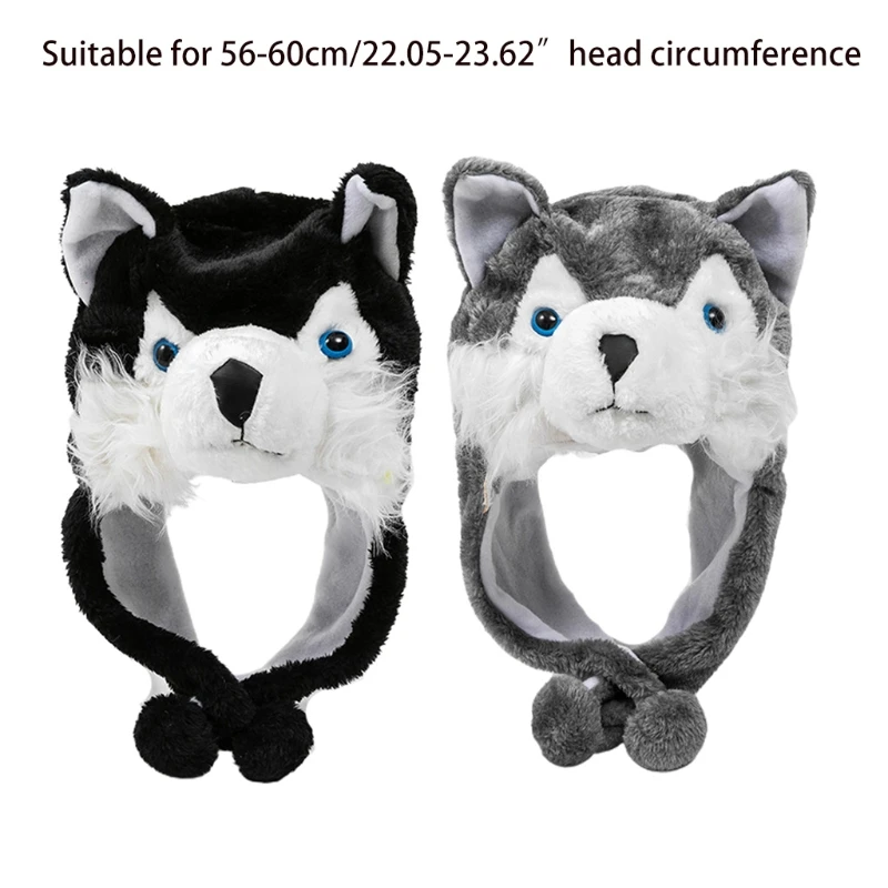 New Cute Wolf Plush Hat Beanie Hat Warm Fluffy Windproof Adult Kid Costume