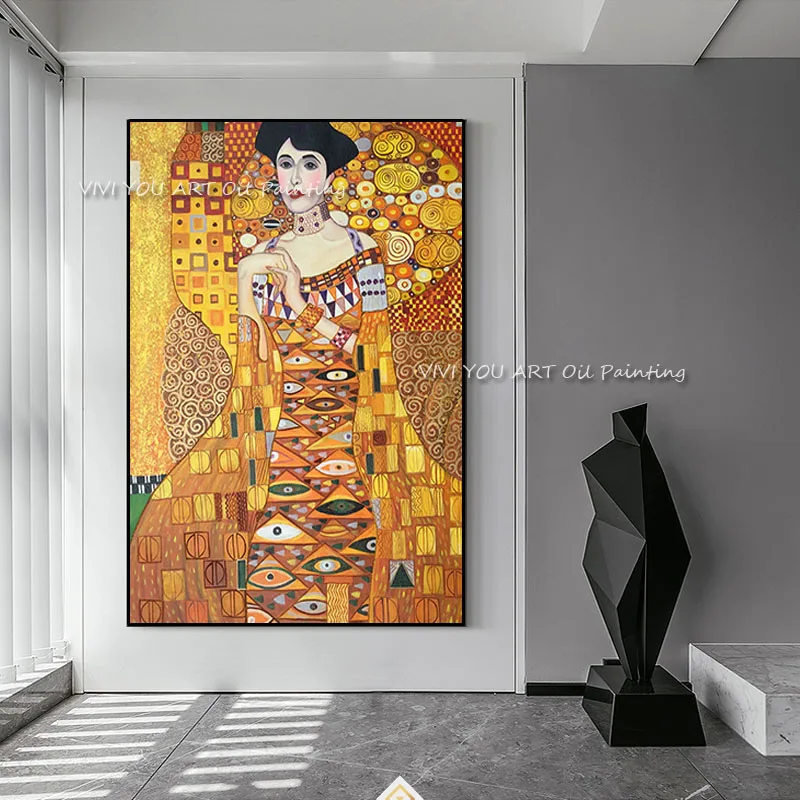 Hand Painted The Kiss By Gustav Klimt 100% Handmade Famous Oil Painting Reproduction High Quality Classical Portraits Paintings