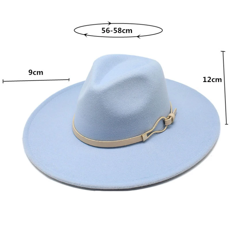 9CM oversized woolen woolen hat for men and women autumn and winter fedora jazz hat British retro trend white felt hat