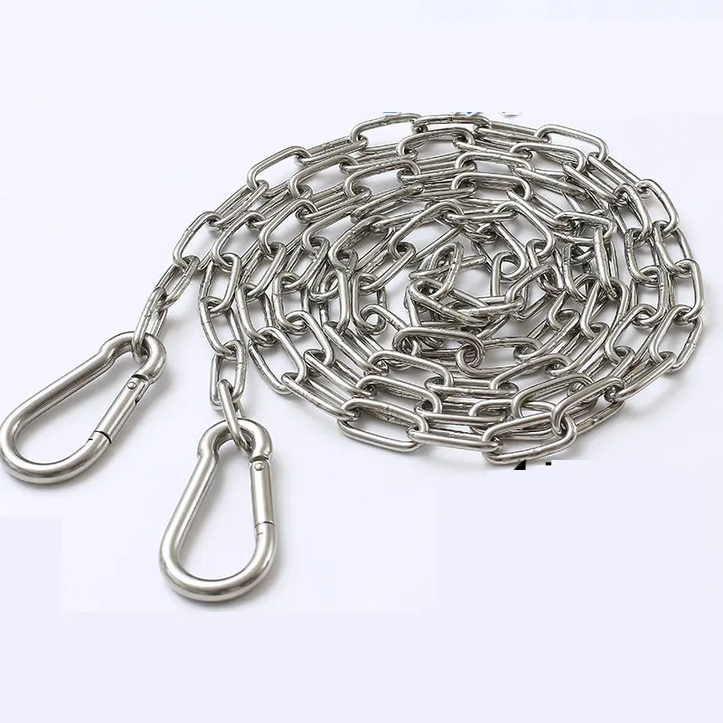 HQ SC01 Stainless Steel 304 Long Link Chain Dog Lead Leash Chain Pet Drag Chain Binding Clothesline Chain With Two Snap Hook