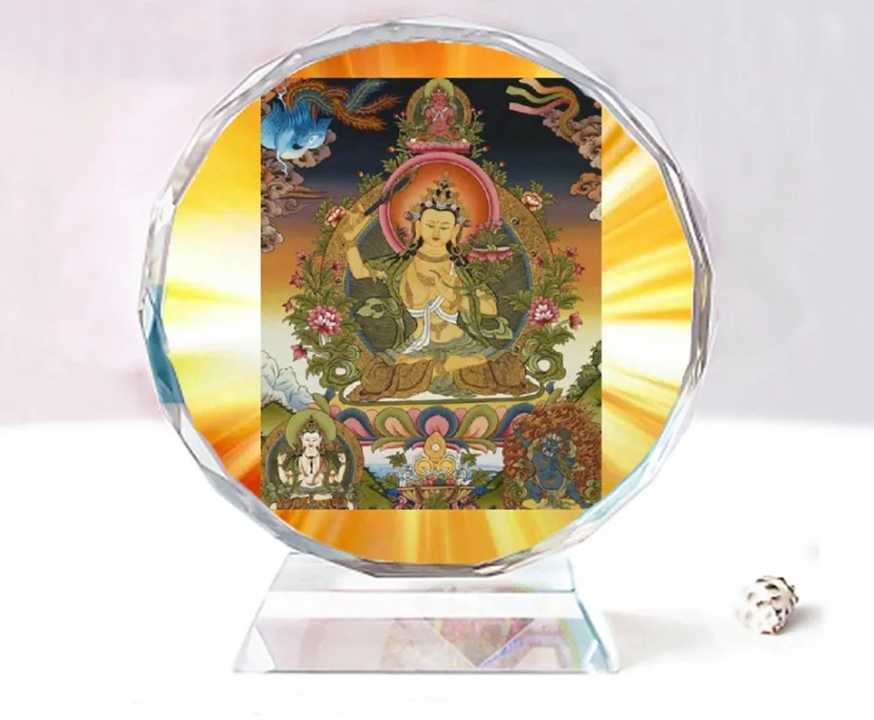 Puxian Bodhisattva  Style 3，Exquisite double-sided crystal Buddha ornaments,  Birthday present souvenir