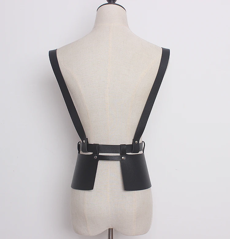 Women's runway fashion PU leather black vest Cummerbunds female Dress Corsets Waistband Belts decoration wide belt TB1383