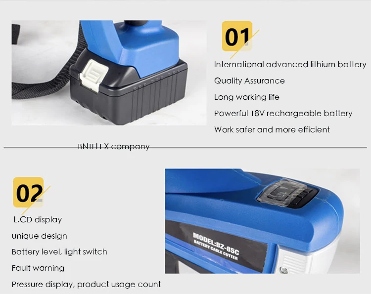 EZ-105C Digital Rechargeable 18V Battery Cordless Cable Cutter Hydraulic Electric Cable Shear Wire Cutter 105mm