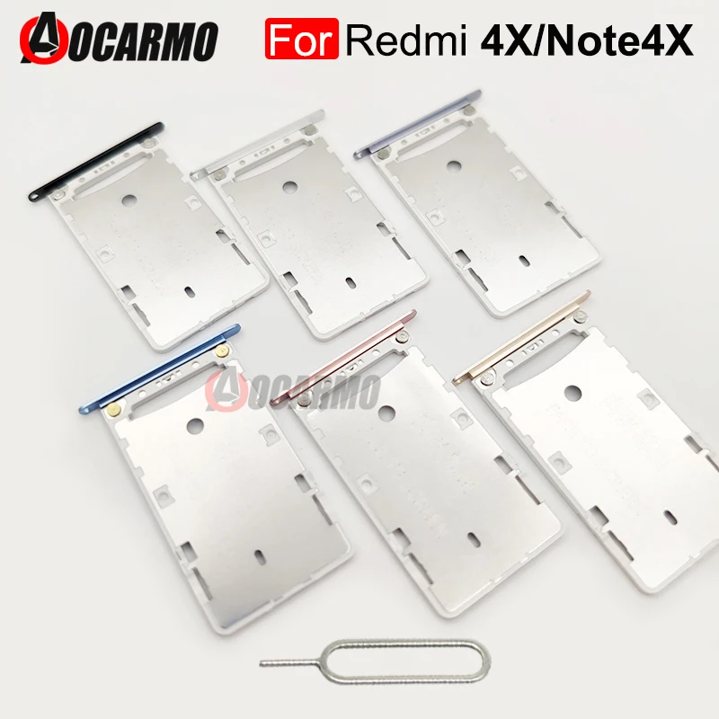 Aocarmo Nano Dual Sim Card Tray TF SD Card Slot Holder For Xiaomi Redmi 4X / Note 4X Note4X Replacement Part