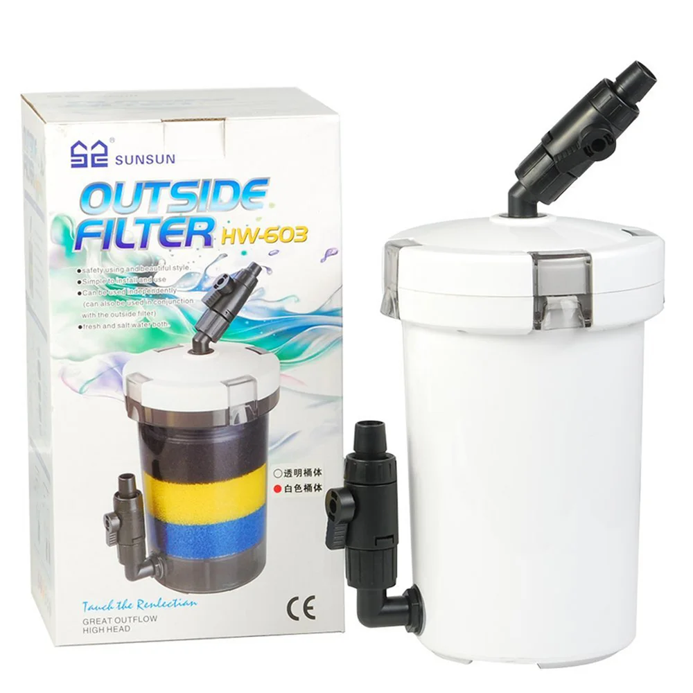 110-240V SUNSUN HW-602 HW-603 Ultra Quiet 4-Stage External Canister Filter Pump for 60cm Aquarium Fish Tank Sponge Filter Bucket