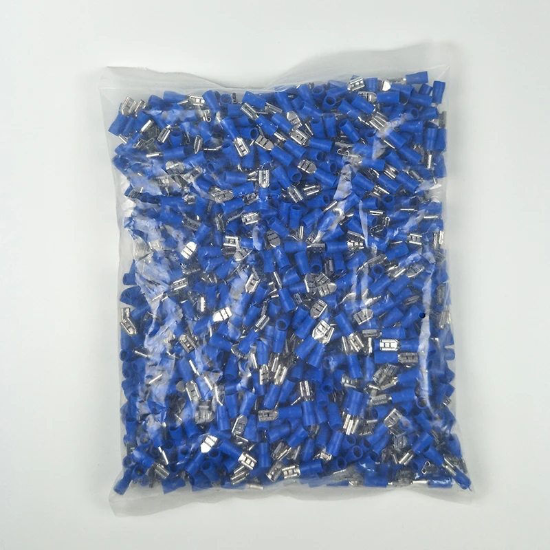 FDD2-187  4.8mm Female Spade Pre-Insulated Electrical Crimp Terminal Wire Connector 16-14AWG Blue 1000Pcs/Pack