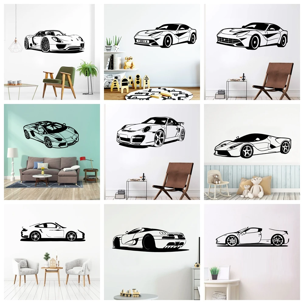 

Classic Car Wall Sticker For Boy Kids Room Bedroom wall decor Vinyl Roadster Decorative stickers Self-adhesive wallpaper