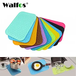 Walfos 1Pc Big Size 30x24cm Multifunctional Pot Mat Silicone Pot Holder-Large Kitchen Silicone Drying Mat-Dish Drying Mat