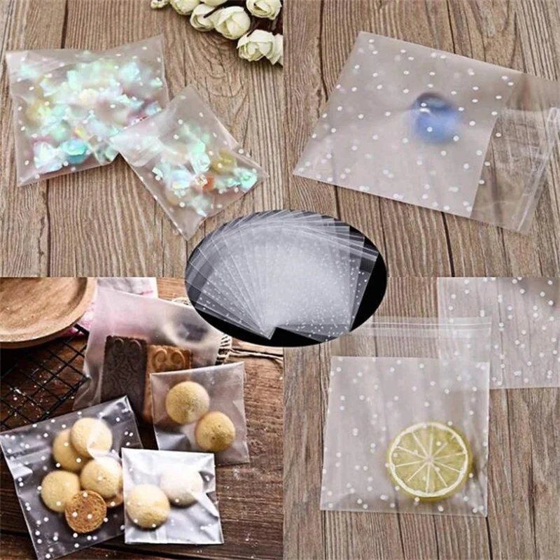 100PCS Plastic Cellophane Bag Sachet For Jewelry Small Businesses Cookies Gift Packaging Storage Organizer Supplies Wholesale