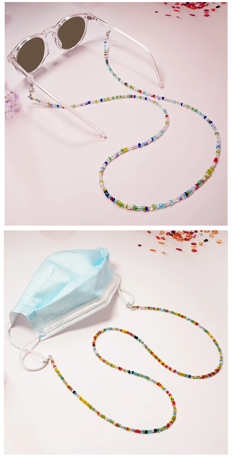 Perlenbesetzte Brillenketten, farbige Brillenbänder für Damen, Brillenbänder mit Perlen für Damen, handgefertigte Brillenbänder für Damen – Detail 6