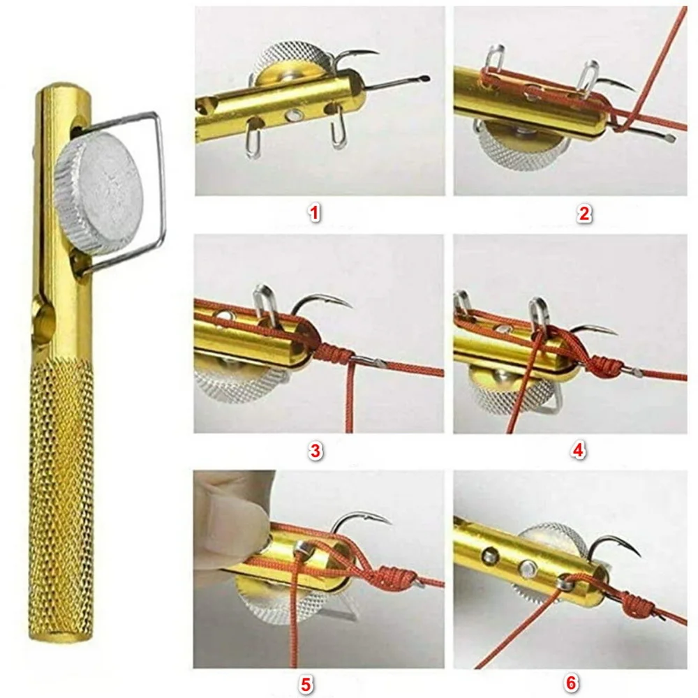 Fishing Hook Tier Aluminum Alloy Metal Manual Double-Headed Needle Fishing  Line Fishhook Tie Device Fishing Accessories - AliExpress 18