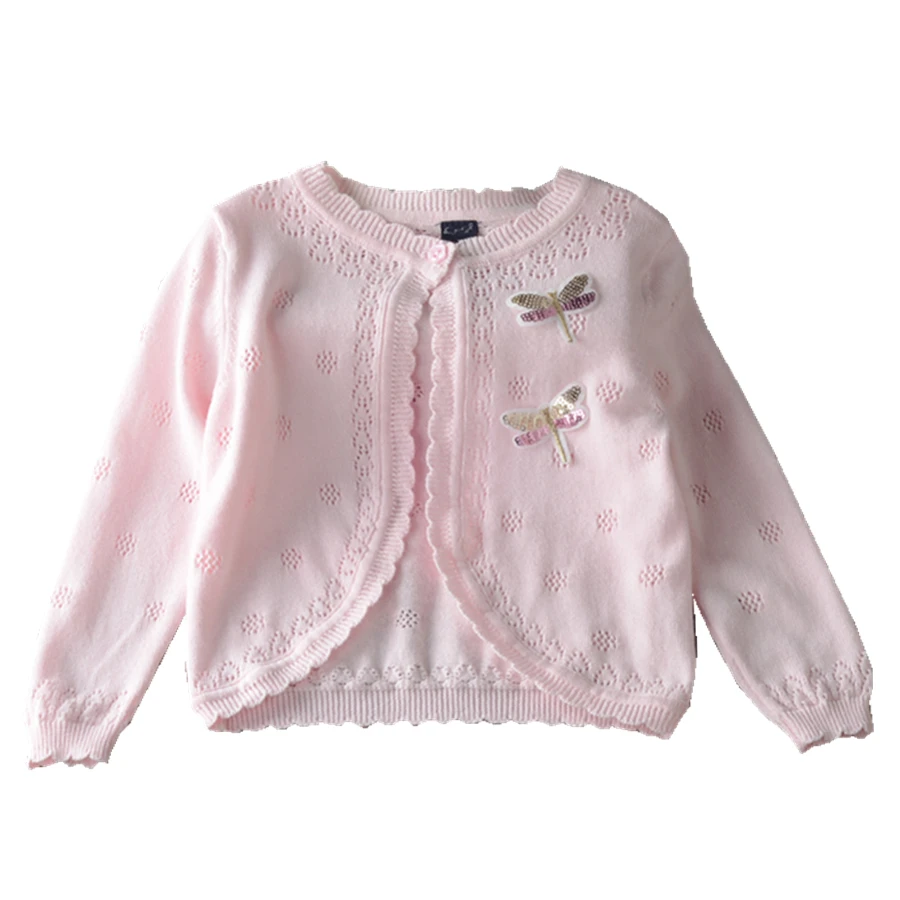 0-8yrs Girl Jacket Cardigan Sweater Pink White Spring Cotton KidS School Outerwear 1 2 3 4 5 6 7 8 Year Old Child Clothes 205045