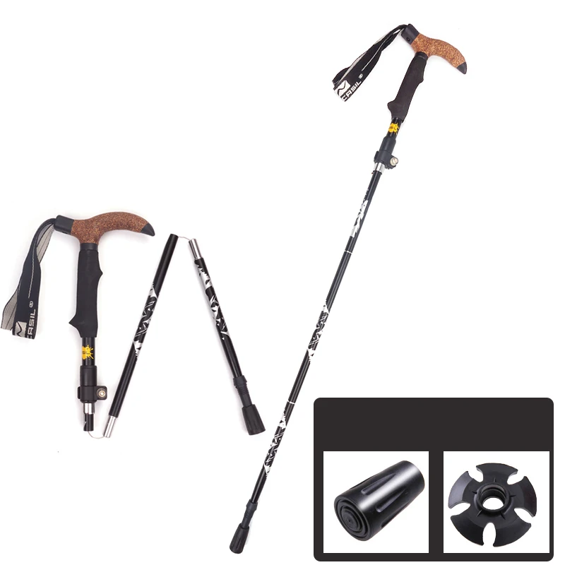 Fonoun Walking Sticks Climbing Alpenstock 5 Joints 95-110cm Antiskid Wear Resistance Light Shock Absorption FG82