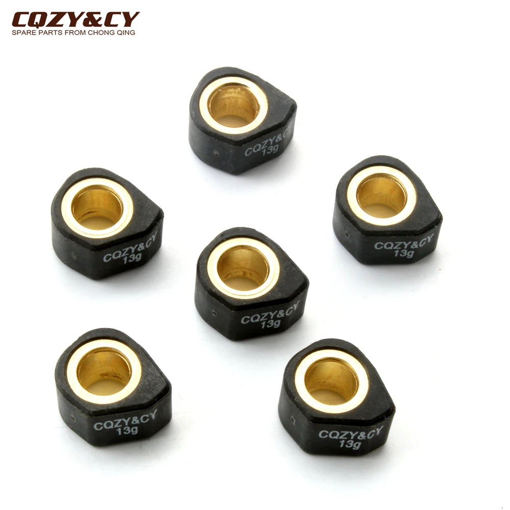6PC Racing Roller Set Weight 18x14mm 9g 13g For Sym VS Attila Euro MX RV Joymax 125 180 GTS 125cc EVO 4-Stroke Engine Scooter
