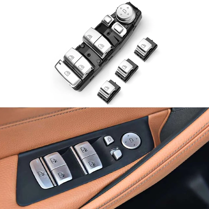 4Pcs Chrome Window Lifter Master Switch Control Button Panel Trim for BMW F01 F06 F07 F10 F11 F25 X3 5/7 Series Car Accessories