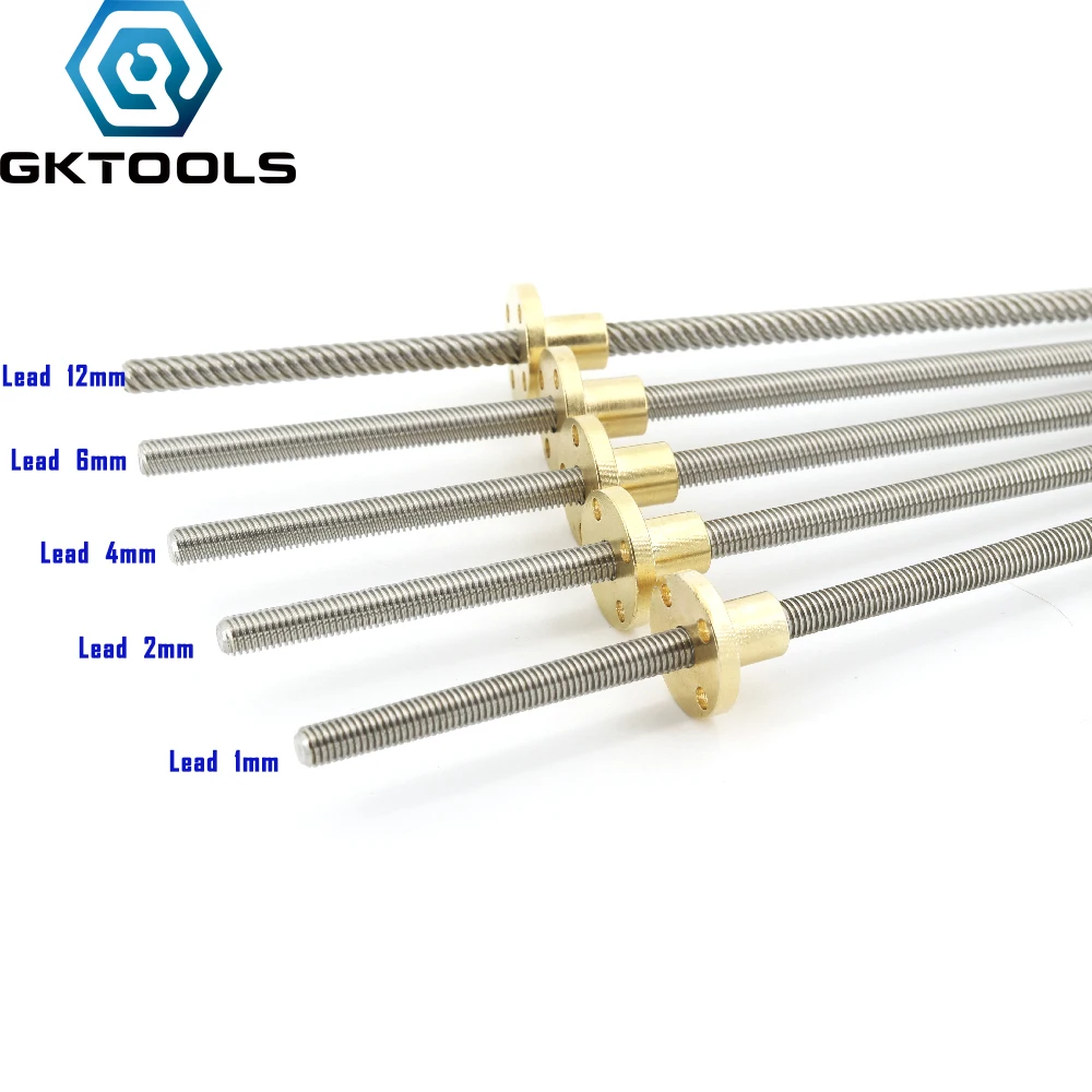 304 stainless steel T6 screw length 150mm lead 1mm 2mm 4mm 6mm 12mm trapezoidal spindle 1pcs With brass nut