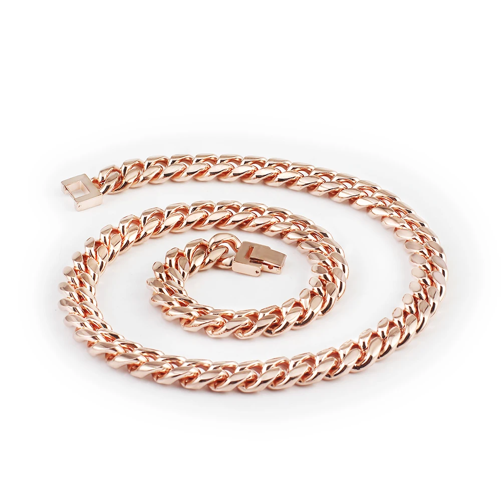 Men\'s Curb Cuban Necklace Chain Rose gold Stainless Steel Necklaces Accesories for Men women Punk Fashion Jewelry customizable