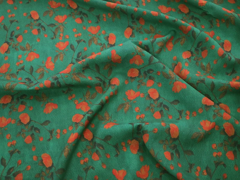 50cm*140cm Digital Vintage Green Floral Viscose Fabric For DIY Sewing Summer Dress Bed Sheet Rayon Patchwork Fabric Soft