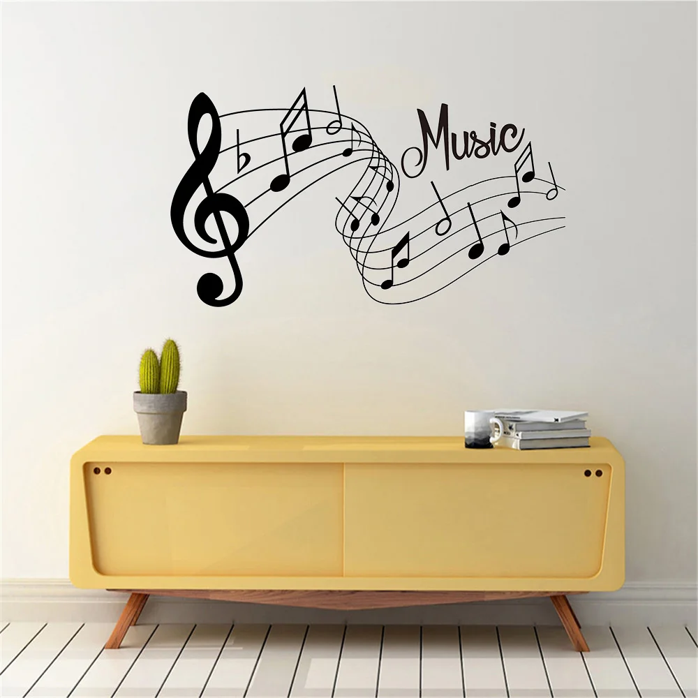 Moda melodia adesivos de parede música músicas som notas quarto decalque da parede casa decoração do escritório removível música adesivo