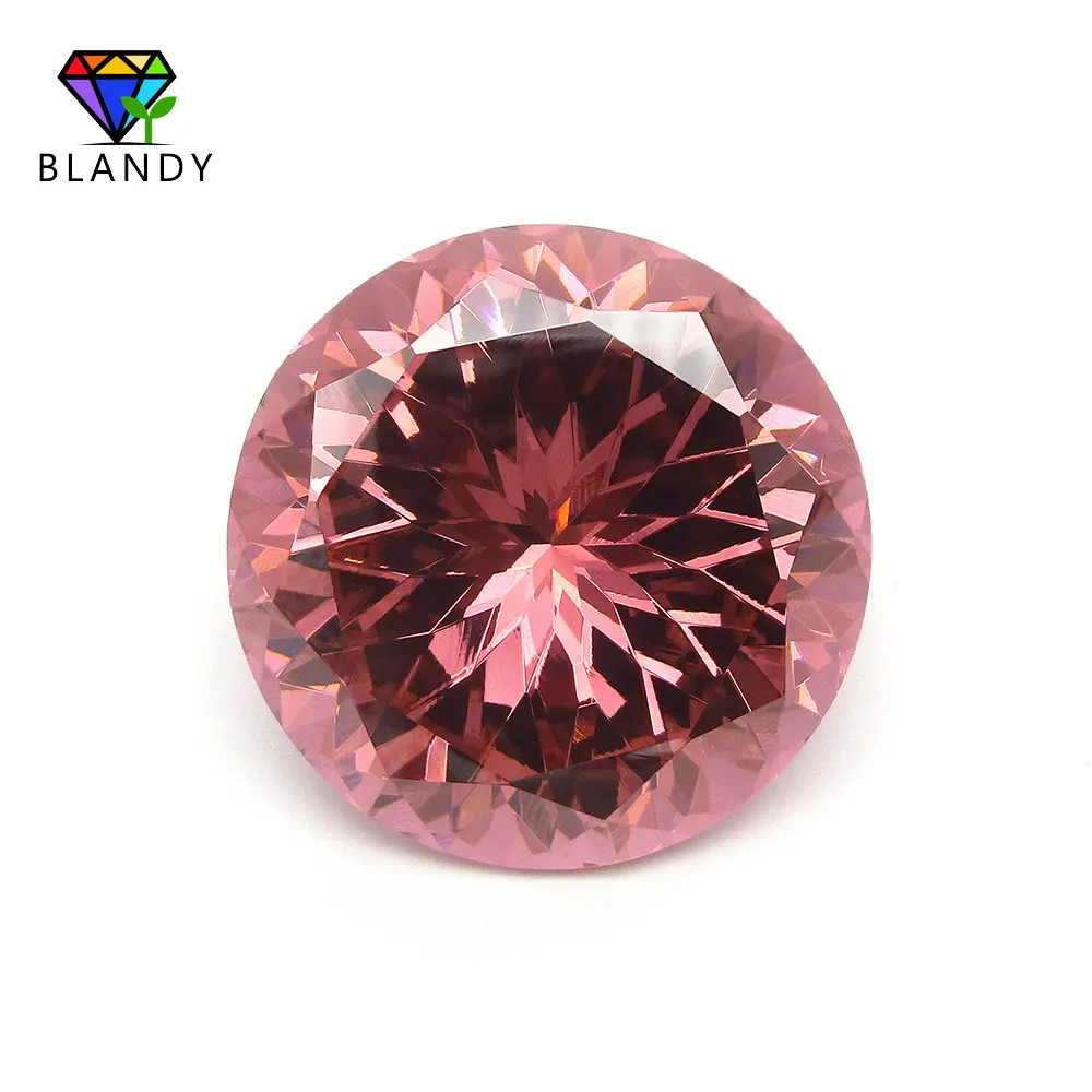 

18~65mm Round Brilliant Cut Pink CZ Stone MOQ=1pc 5A Quality Pink Cubic Zirconia Synthetic Gems For Jewelry