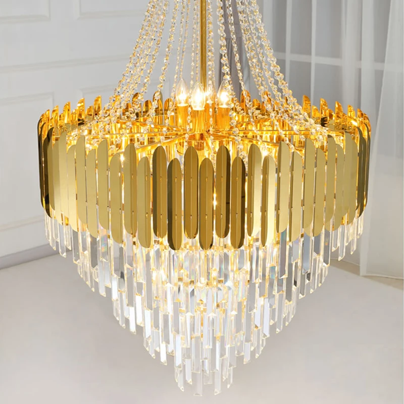 Luxo Moderno Lustre De Cristal Iluminação Alta Qualidade Ouro Para Sala Estar Quarto led Avize Lâmpada Pendurada