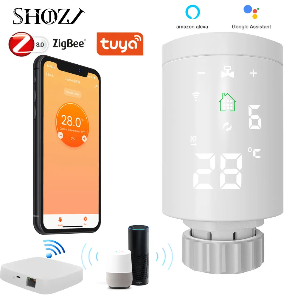 tuya app zigbee Programmable Thermostat Radiator Valve Thermoregulator Radiator Voice Control Works with Alexa Google Home