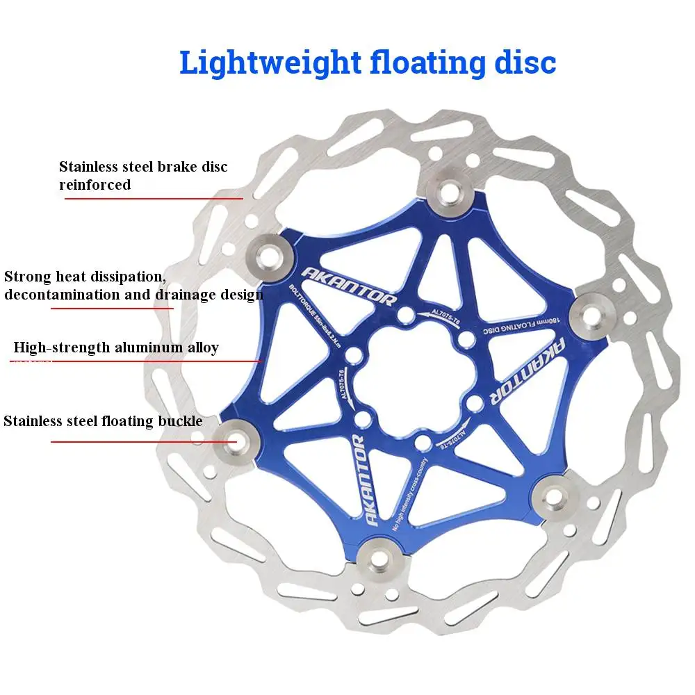 AKANTOR Mountain Bike  Disc Float Floating Pads Brake Rotor Brake 160mm/180mm/203mm Rotor Strong Heat Dissipation Floating Rotor