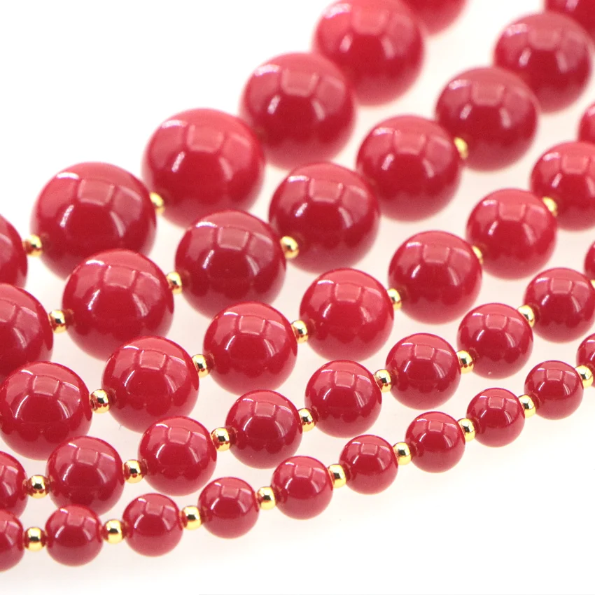 New Fashion Charm High Quality 5 Styles Red Coral Pearl Necklace Golden Bead Accessories Women Girls Christmas Wedding Gifts AAA