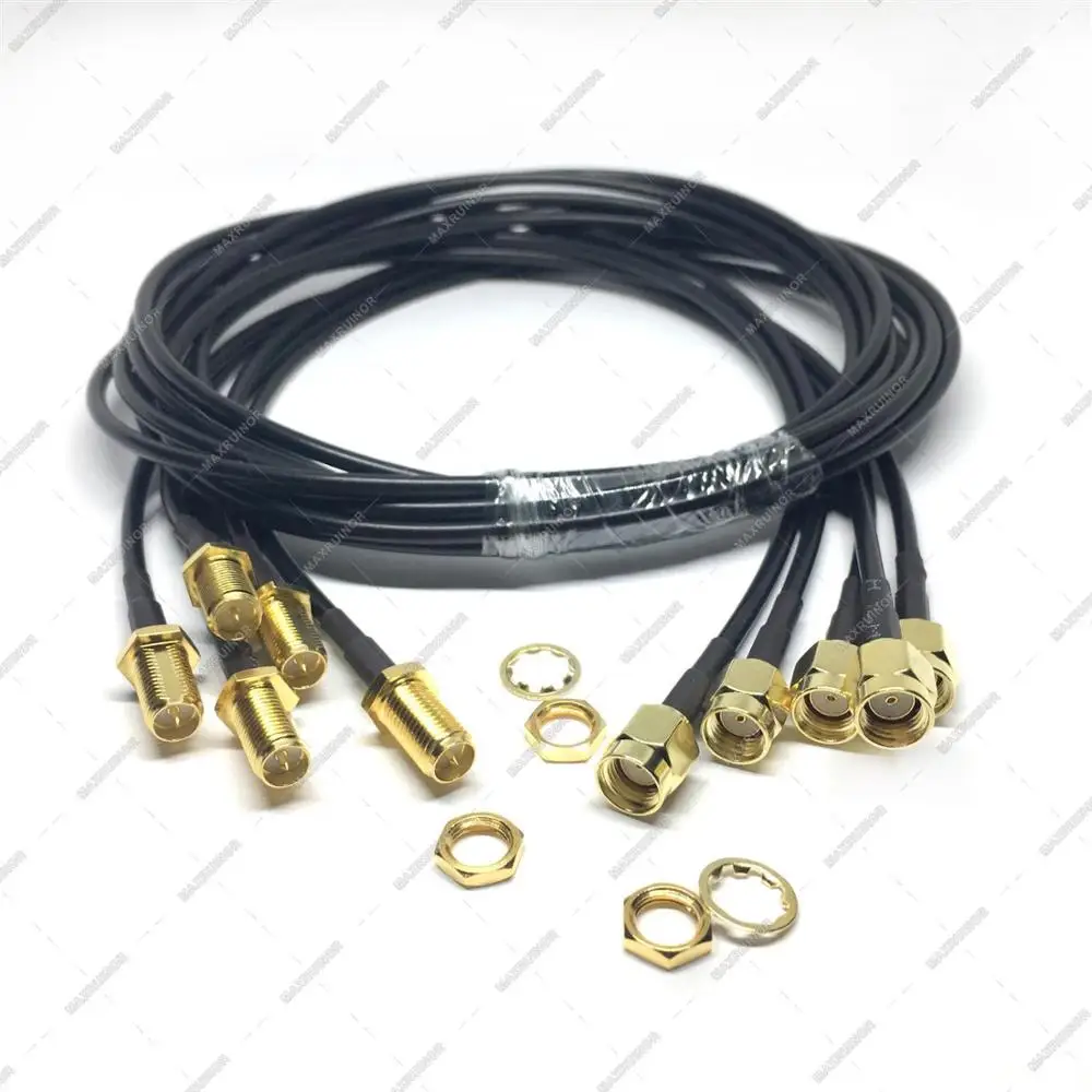 10 Pcs Antenna RP SMA Coaxial Cable Plug Crimp RG174 RG316 LMR100 for WiFi Router Black  Cable 10/20/ 30/50/100cm